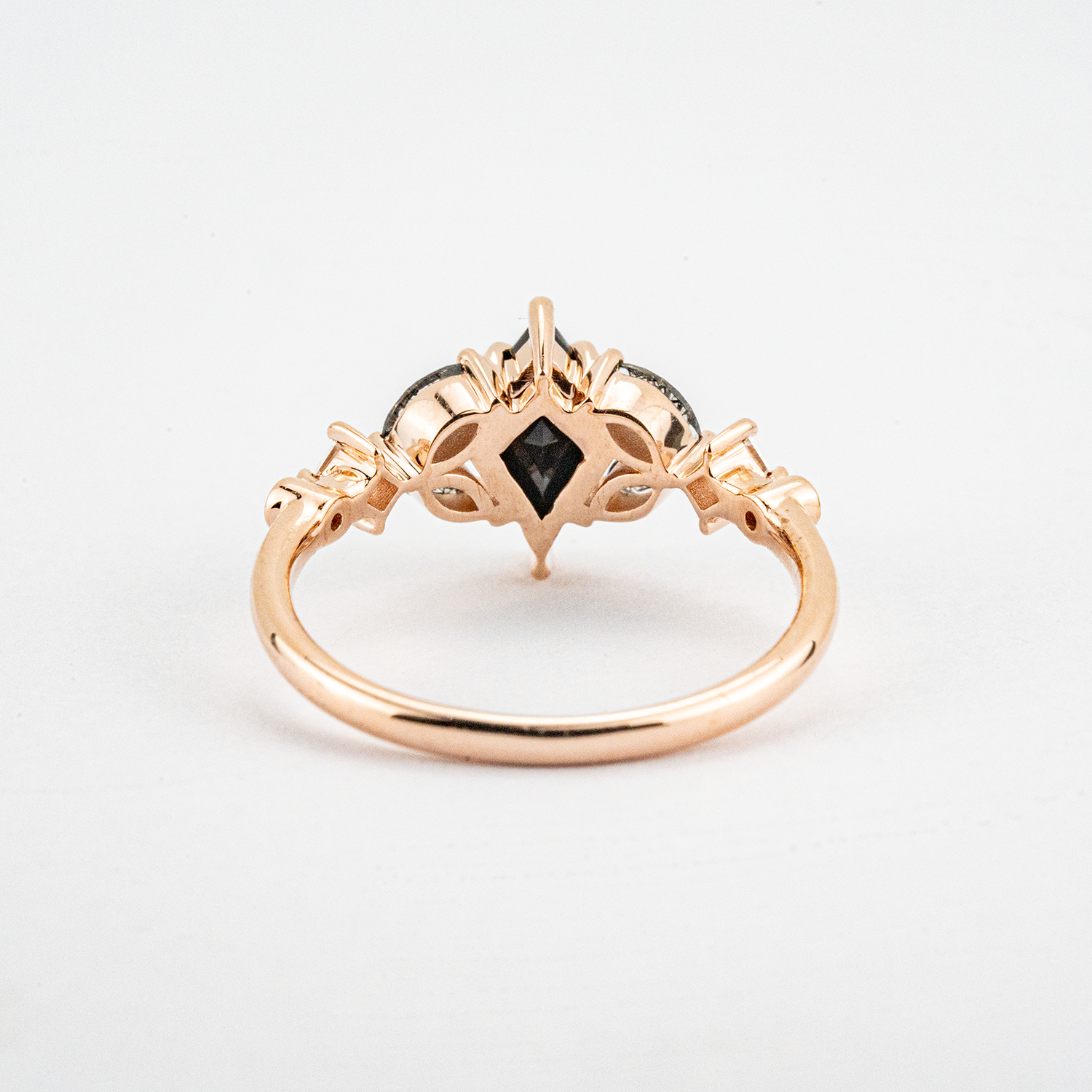 Kite Shape Black Onyx with Moss Agate Unique Ring