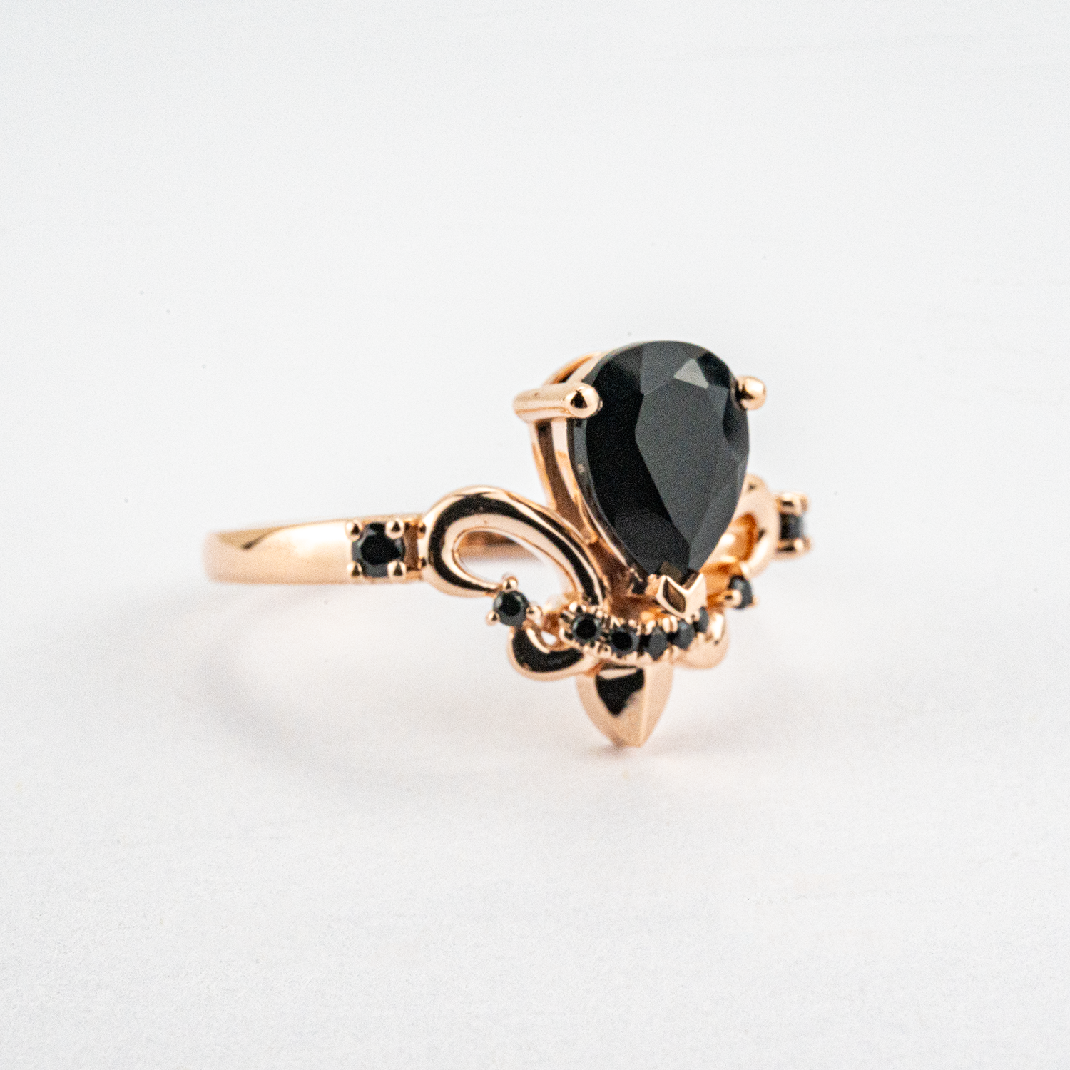 Luxury Pear Shape Black Onyx Ring Set with Moissanite/Diamond Statement Ring Set