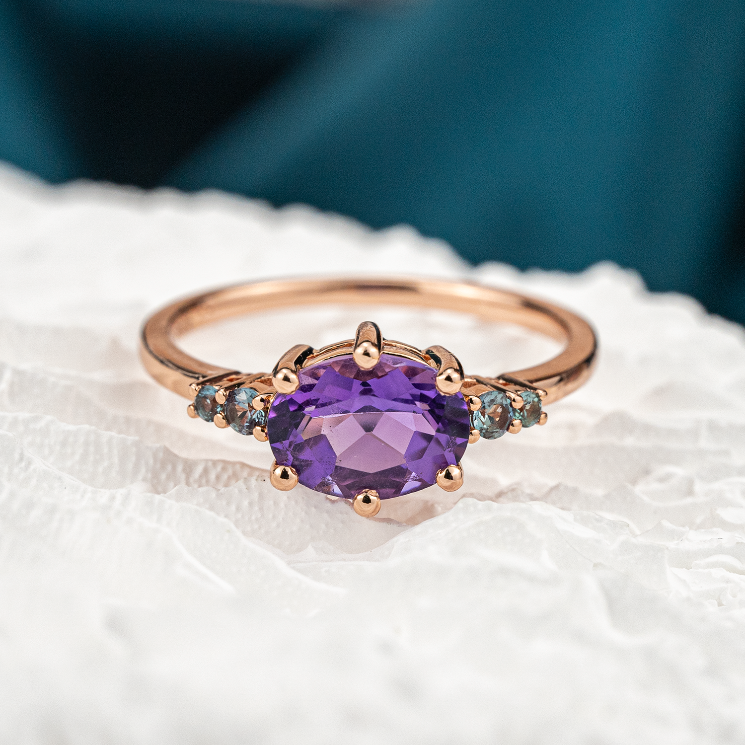 Oval amethyst engagement ring crafted with unique design