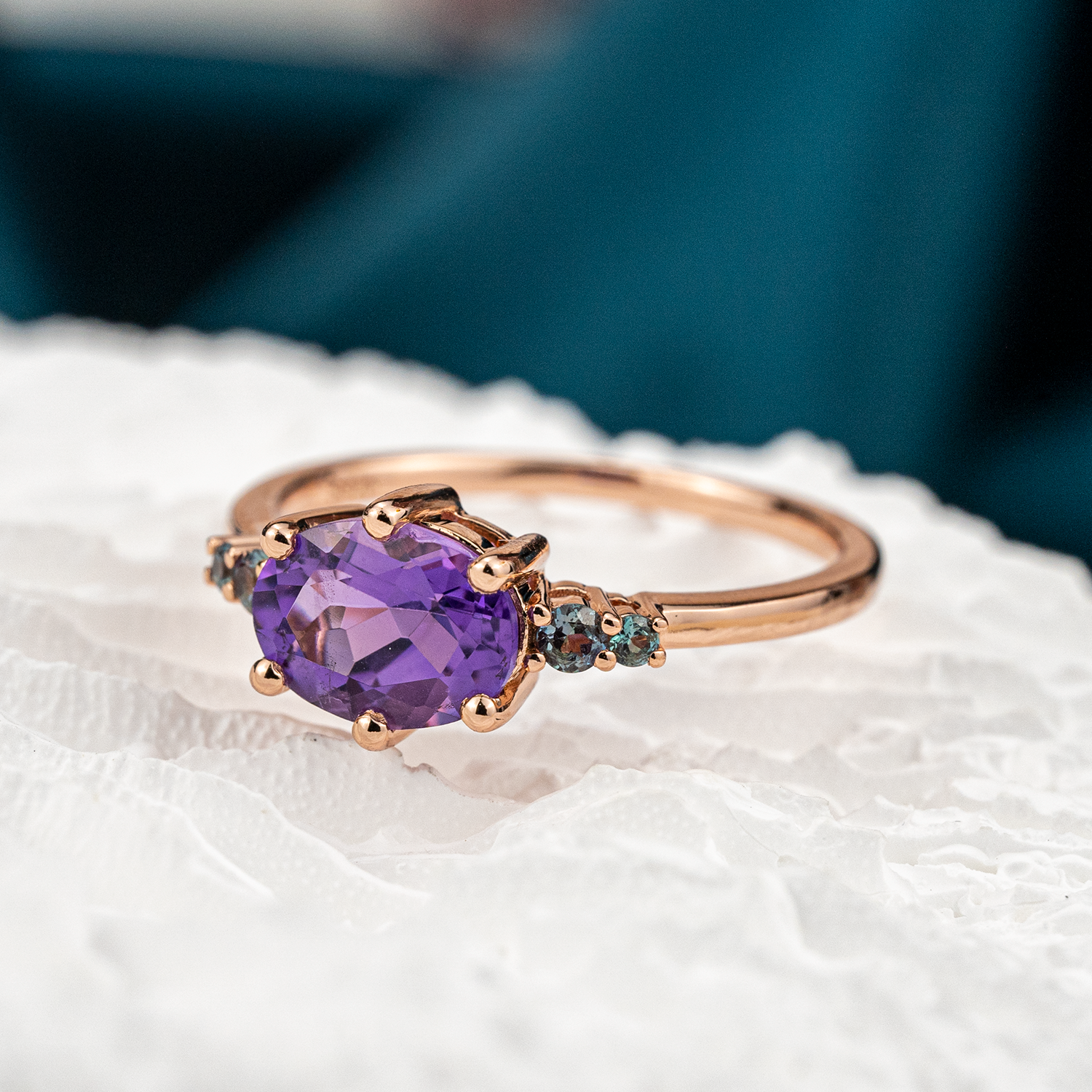 Oval amethyst engagement ring crafted with unique design