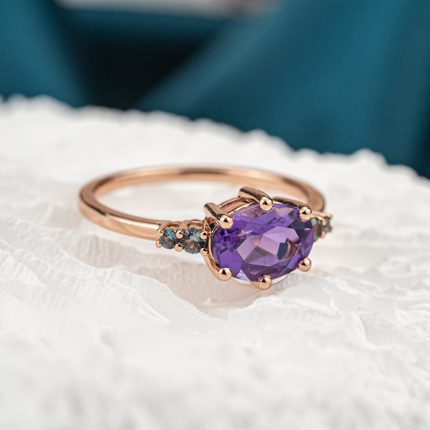 Oval amethyst engagement ring crafted with unique design