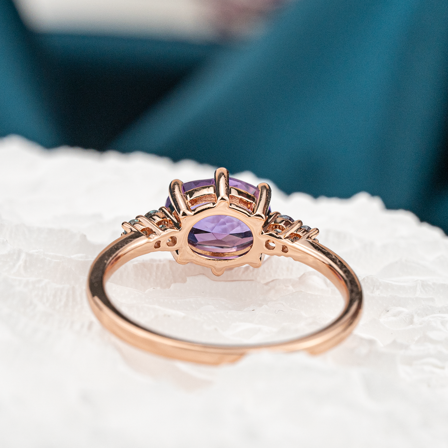 Oval amethyst engagement ring crafted with unique design