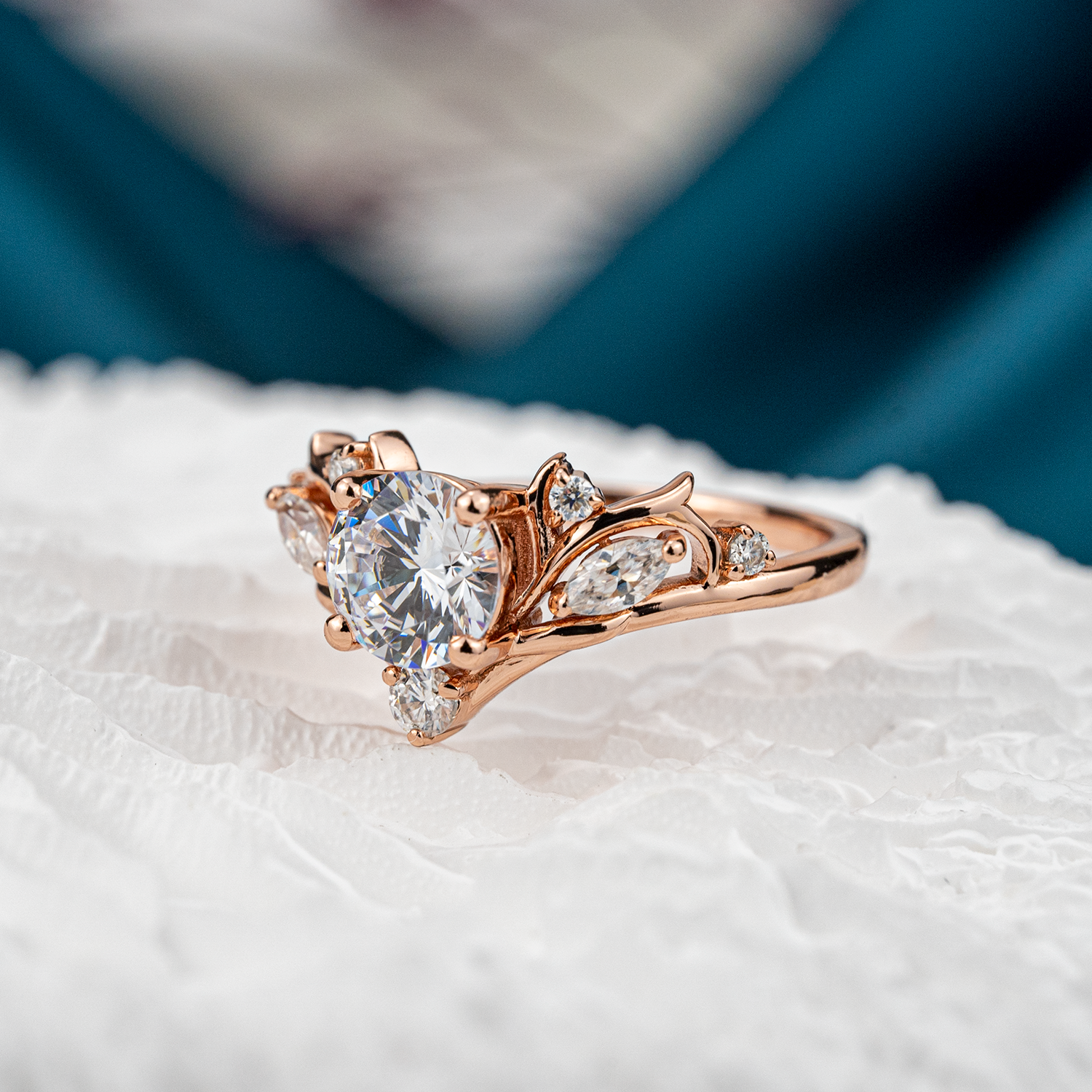 Round Moissanite Engagement Ring.