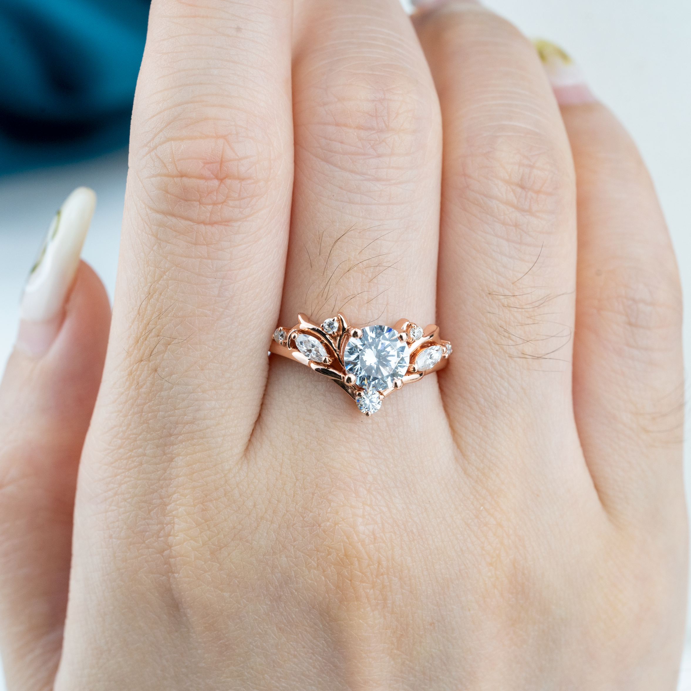 Round Moissanite Engagement Ring.