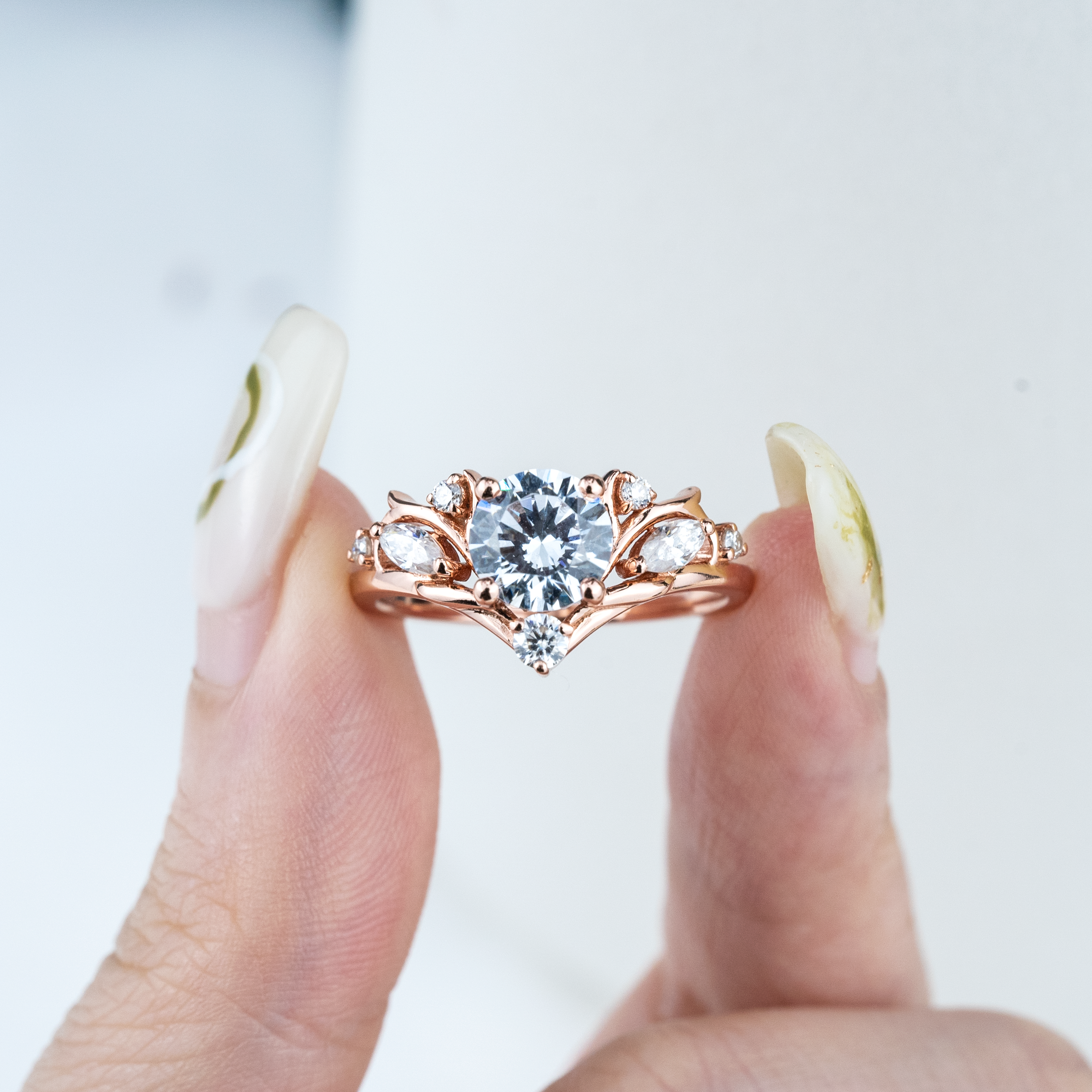 Round Moissanite Engagement Ring.