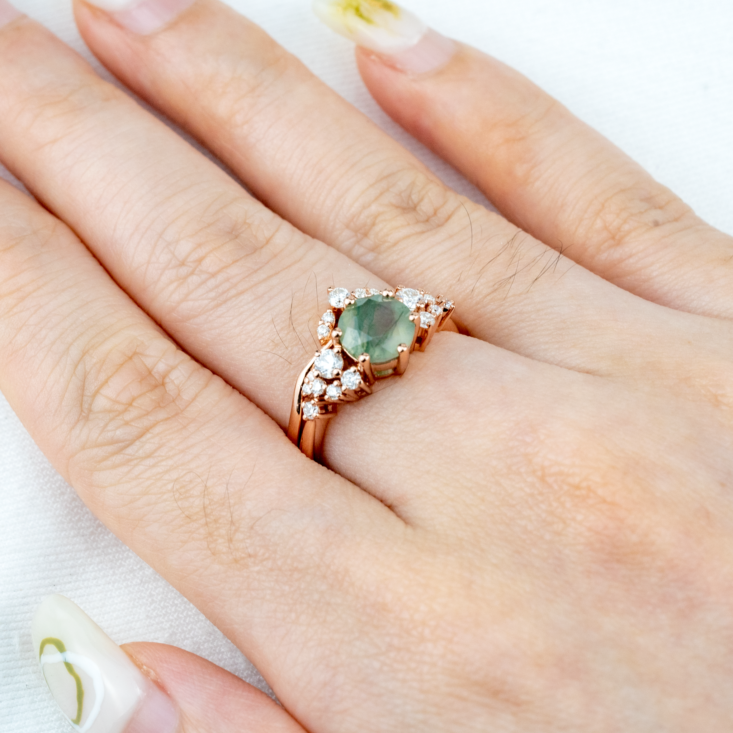 Vibrant Moss Agate Ring Set Inspired by Nature's Beauty - SEO friendly