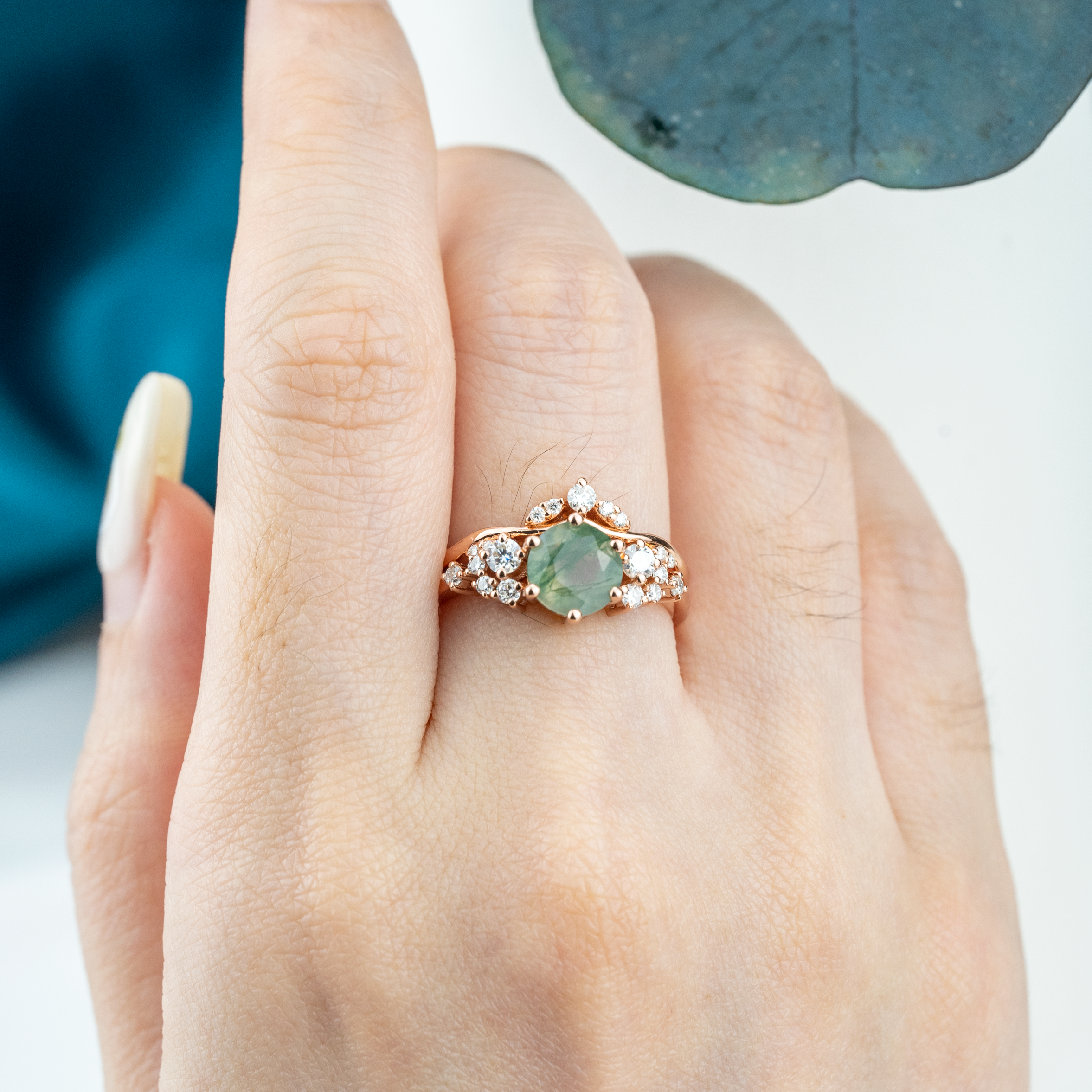 Vibrant Moss Agate Ring Set Inspired by Nature's Beauty