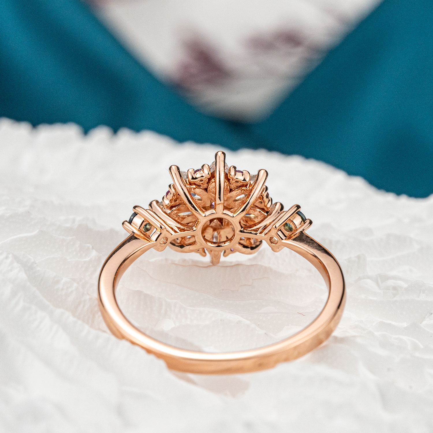 Moissanite Amethyst Flower Cluster Ring.