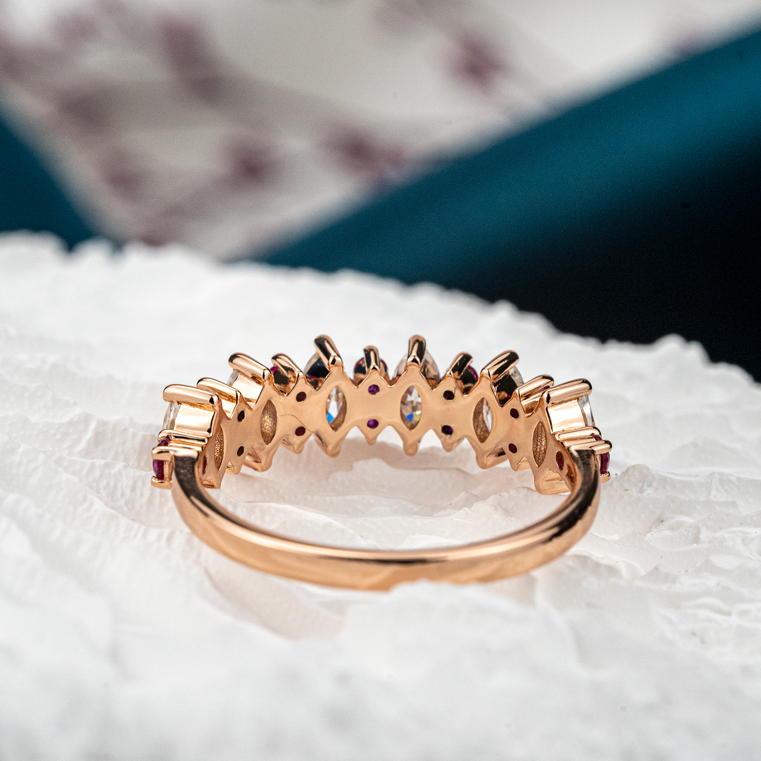 Marquise Moissanite with Amethyst Gold Band.