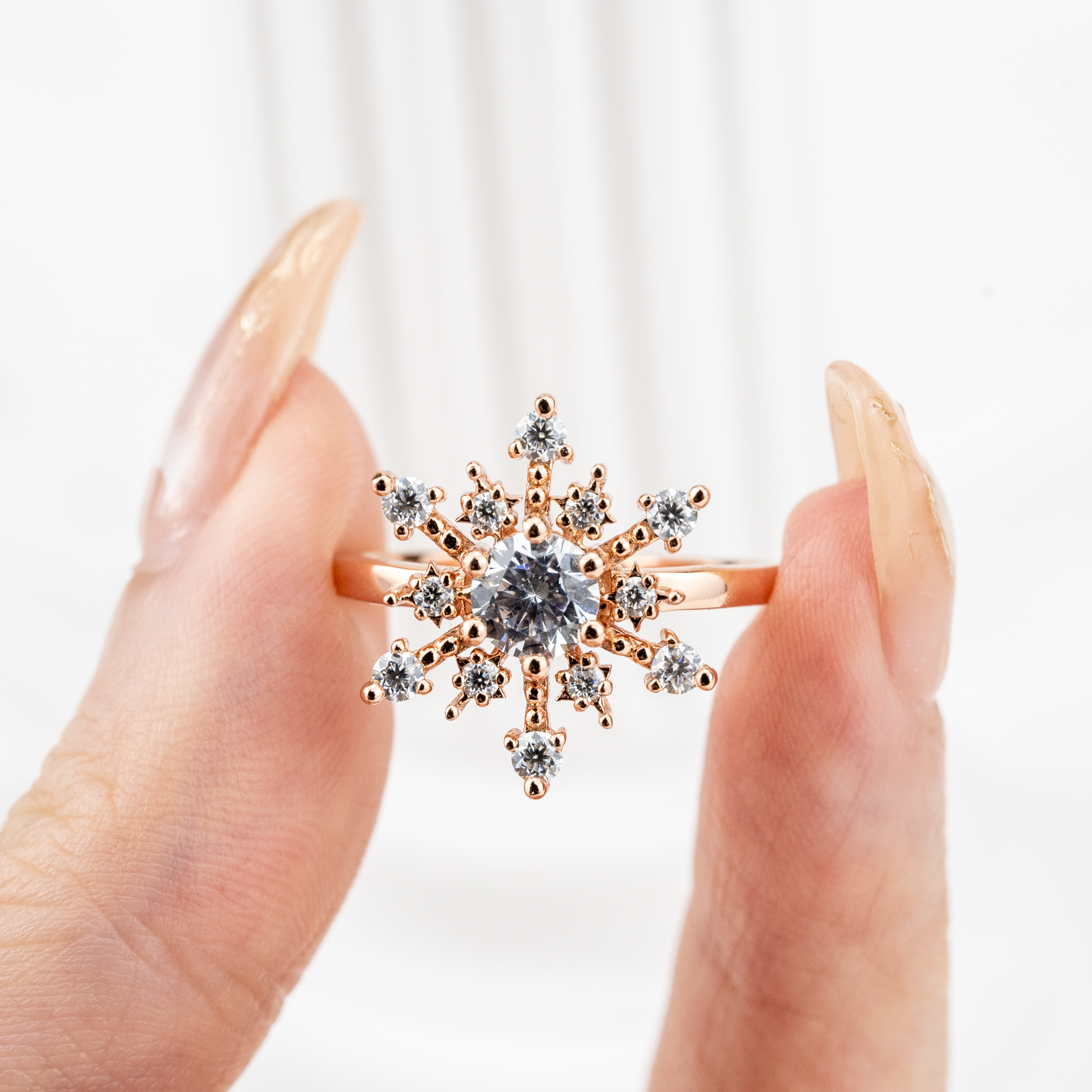 Snowflake Ring With Moissanite.