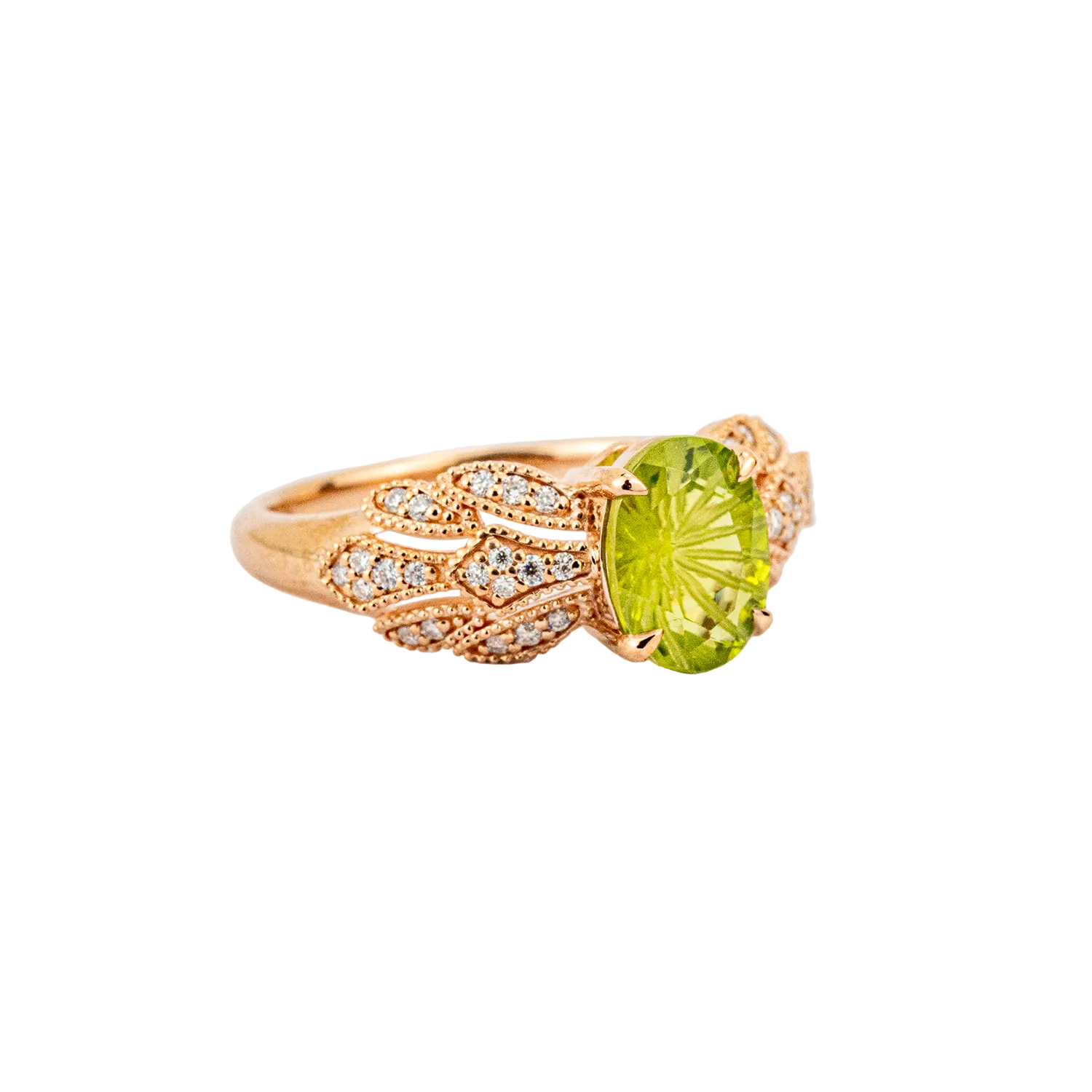 Product view of Oval Peridot Engagement Ring in Rose Gold