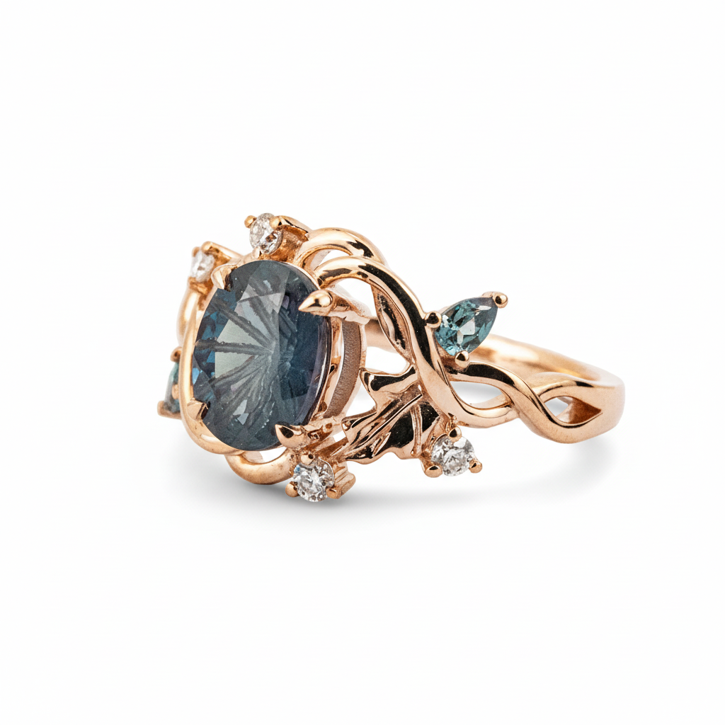 Product view of Oval Alexandrite Ring in Rose Gold