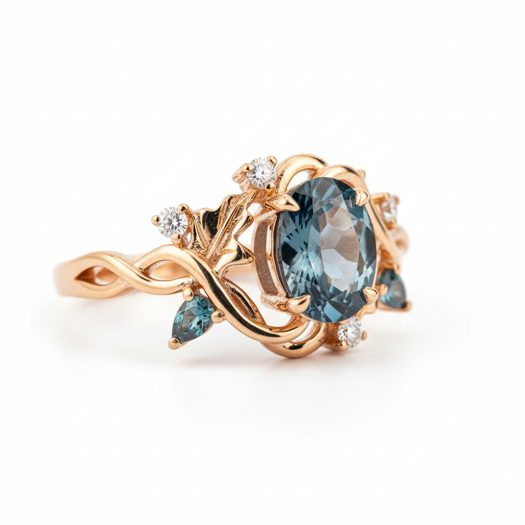 Product view of Oval Alexandrite Ring in Rose Gold