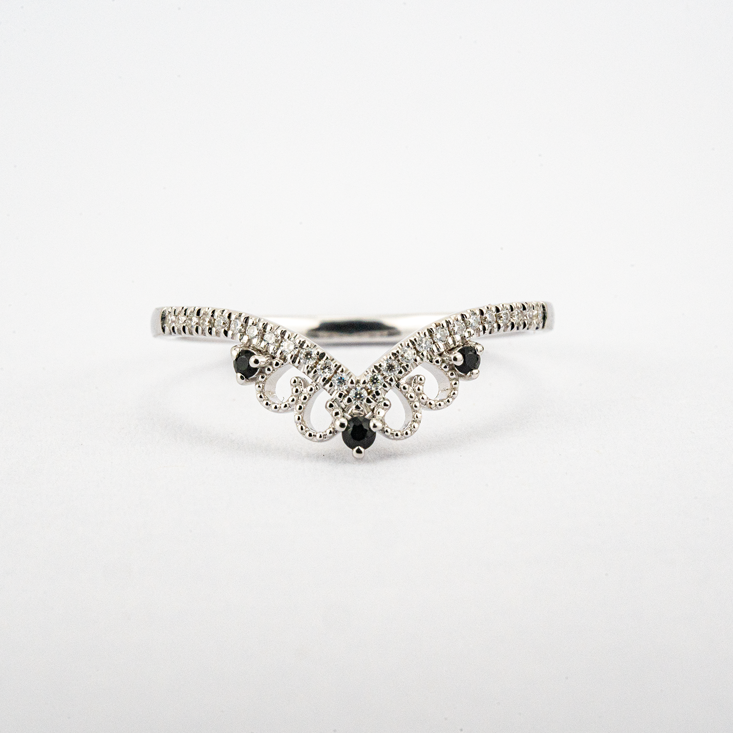 LUMINA - Black Rutilated Quartz White Gold Ring Set Luxury White Gold Ring Wedding