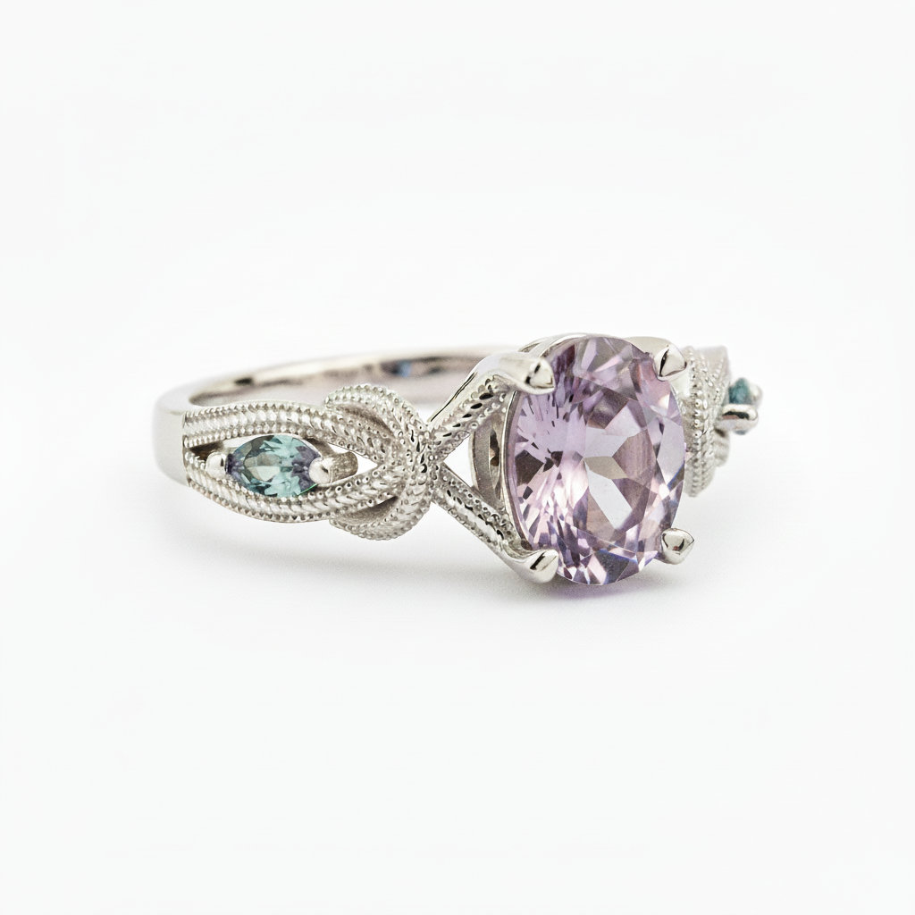 Product view of Oval Alexandrite Ring in White Gold