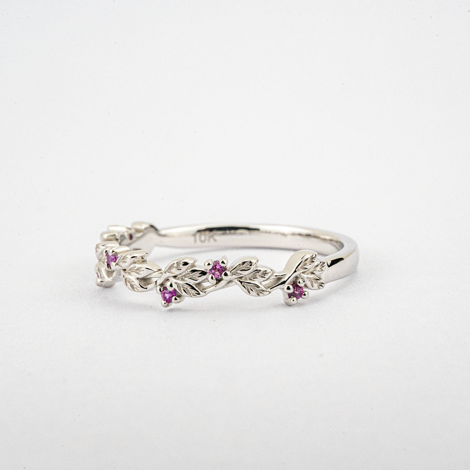 LUMINA - White Gold Leaf Ring Tourmaline Ring Nature-Inspired Design White Gold Engagement Ring