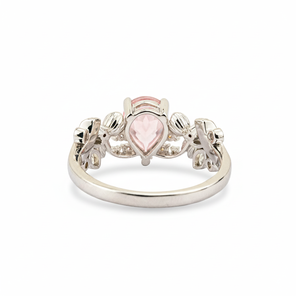 Product view of Pear Padparadscha Sapphire Ring in White Gold