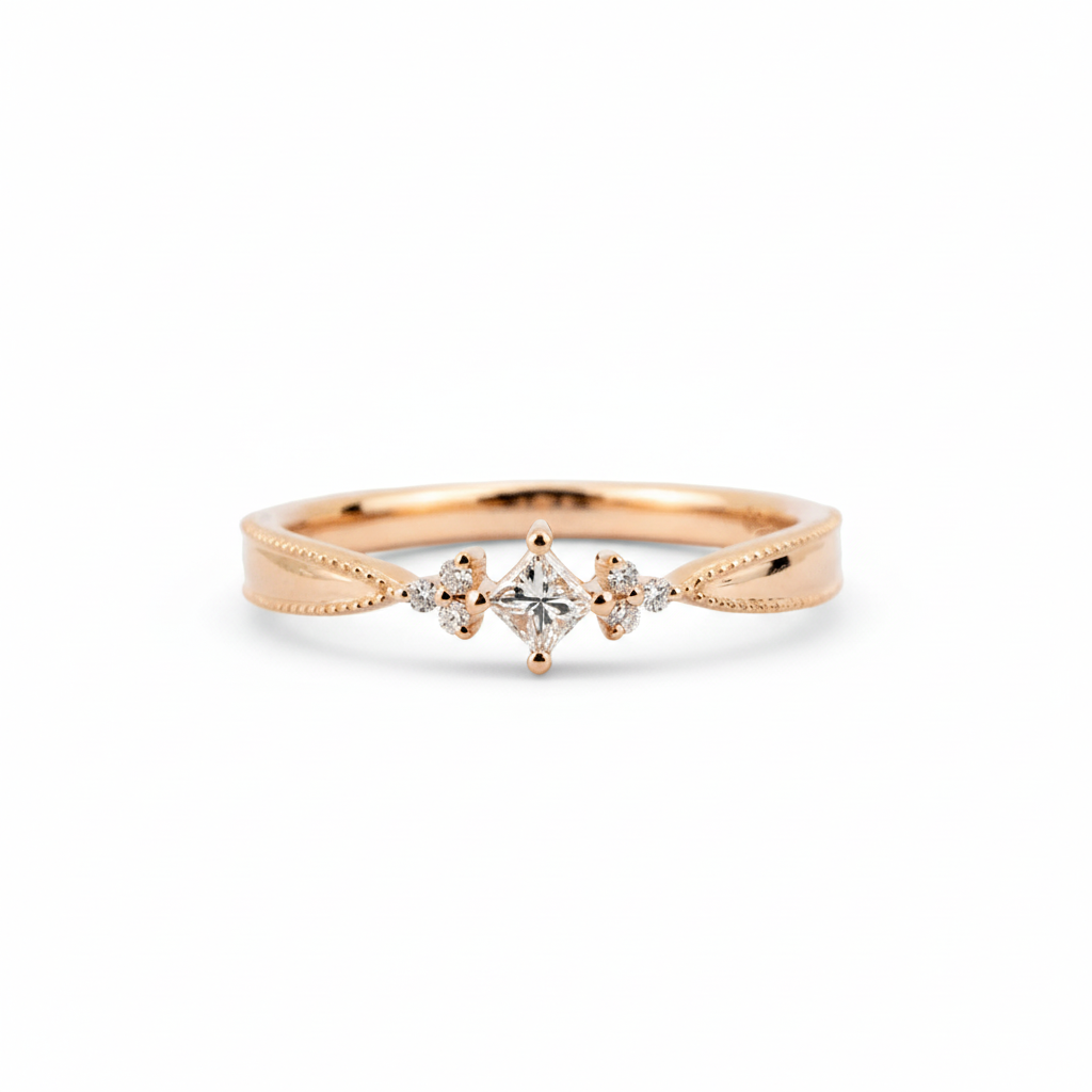 Product view of Diamond Couple Ring Set in Rose Gold