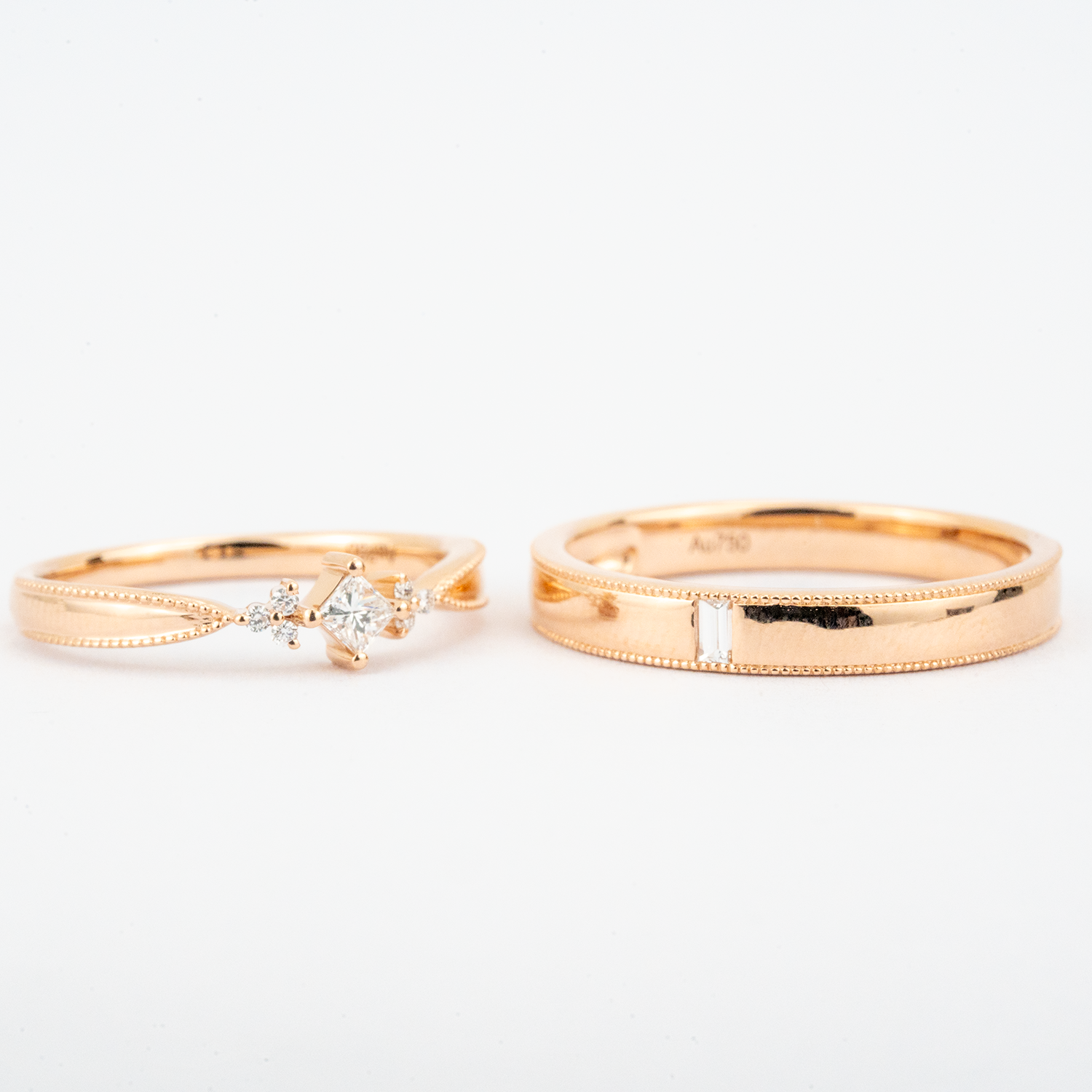 ORA COLLECTION - Classic Diamond Rose Gold Couple Ring Engagement Ring