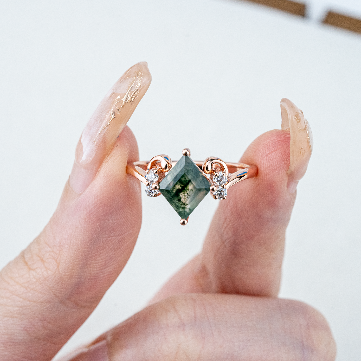 Gemstone Fashion Jewelry - Accessorize with a Princess Moss Agate or Moissanite Zodiac Sign ring