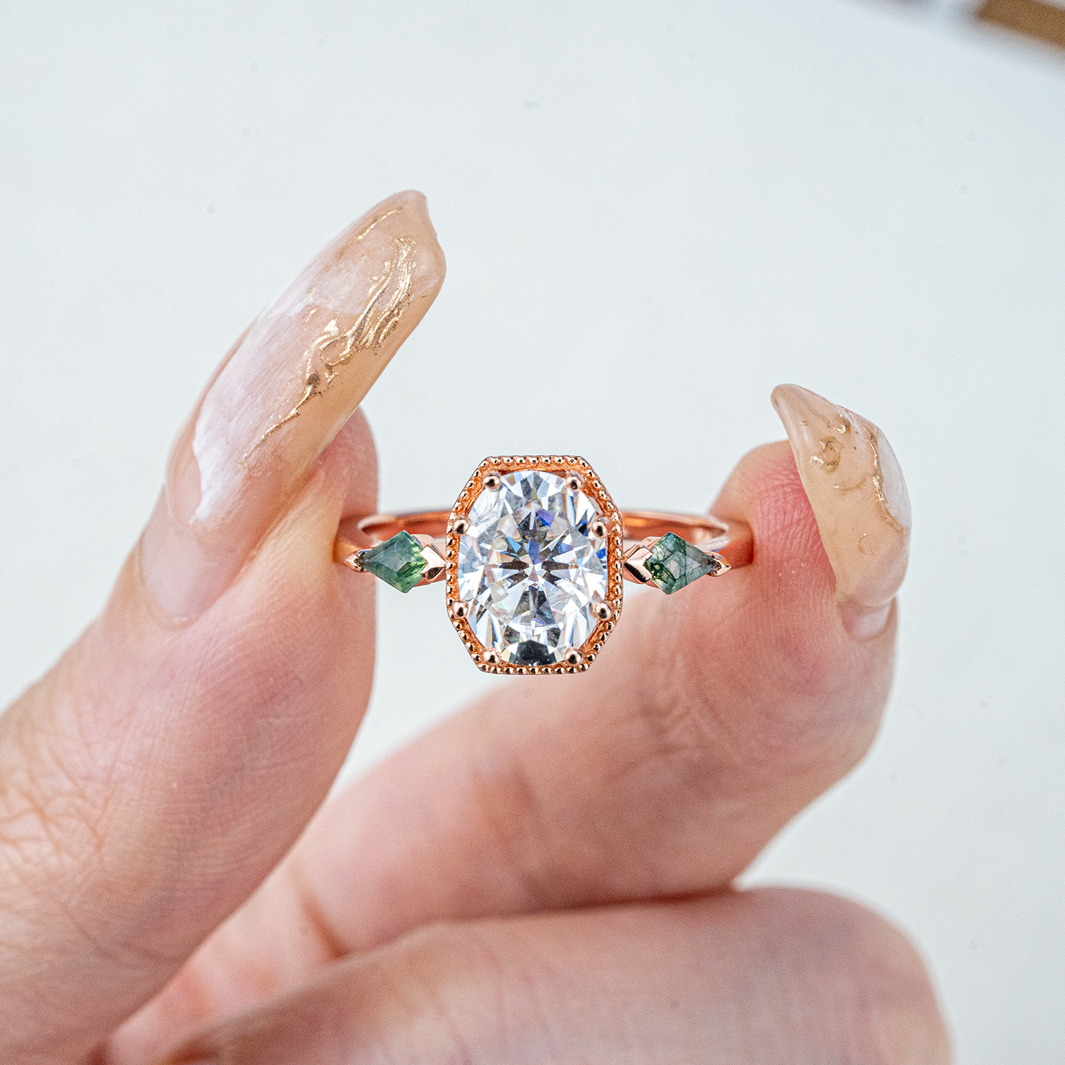 Octagon Moissanite Ring - Luxurious CZ Gemstone Jewelry for Women