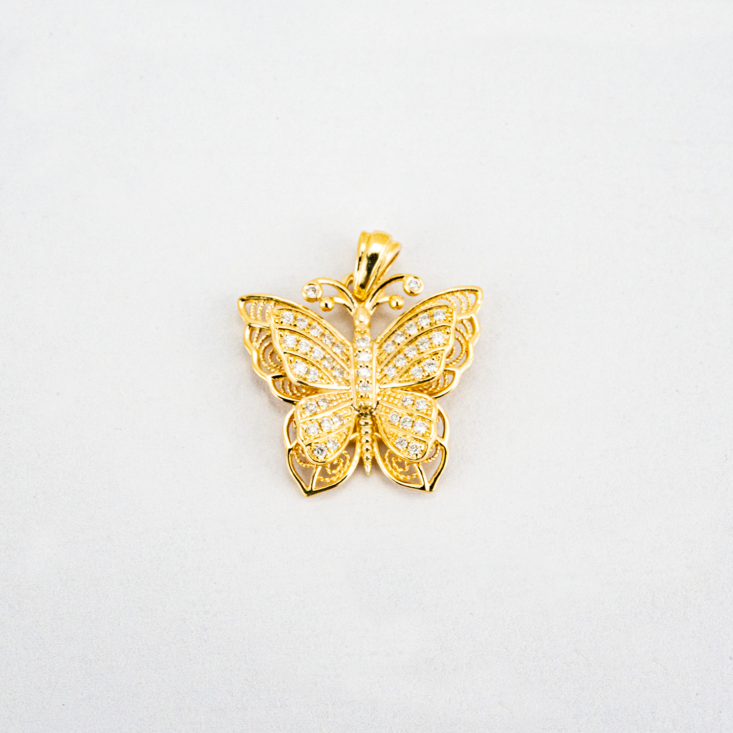 Elegant Timeless Diamond And Yellow Gold Butterfly Pendant Classic Design Gold Pendant