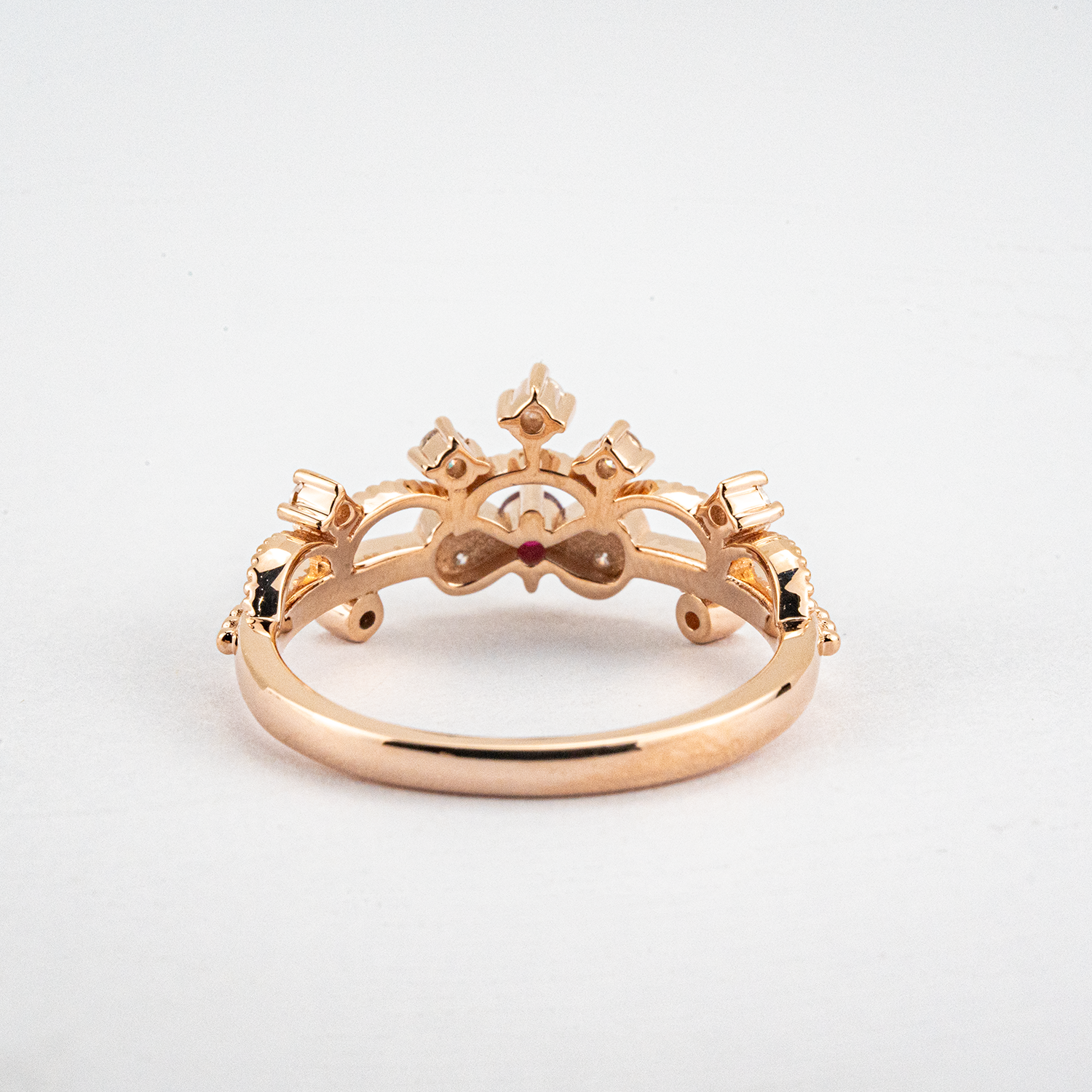 Garnet Personalized Rose Gold Ring/Side Ring Crown Design Ring Match Ring
