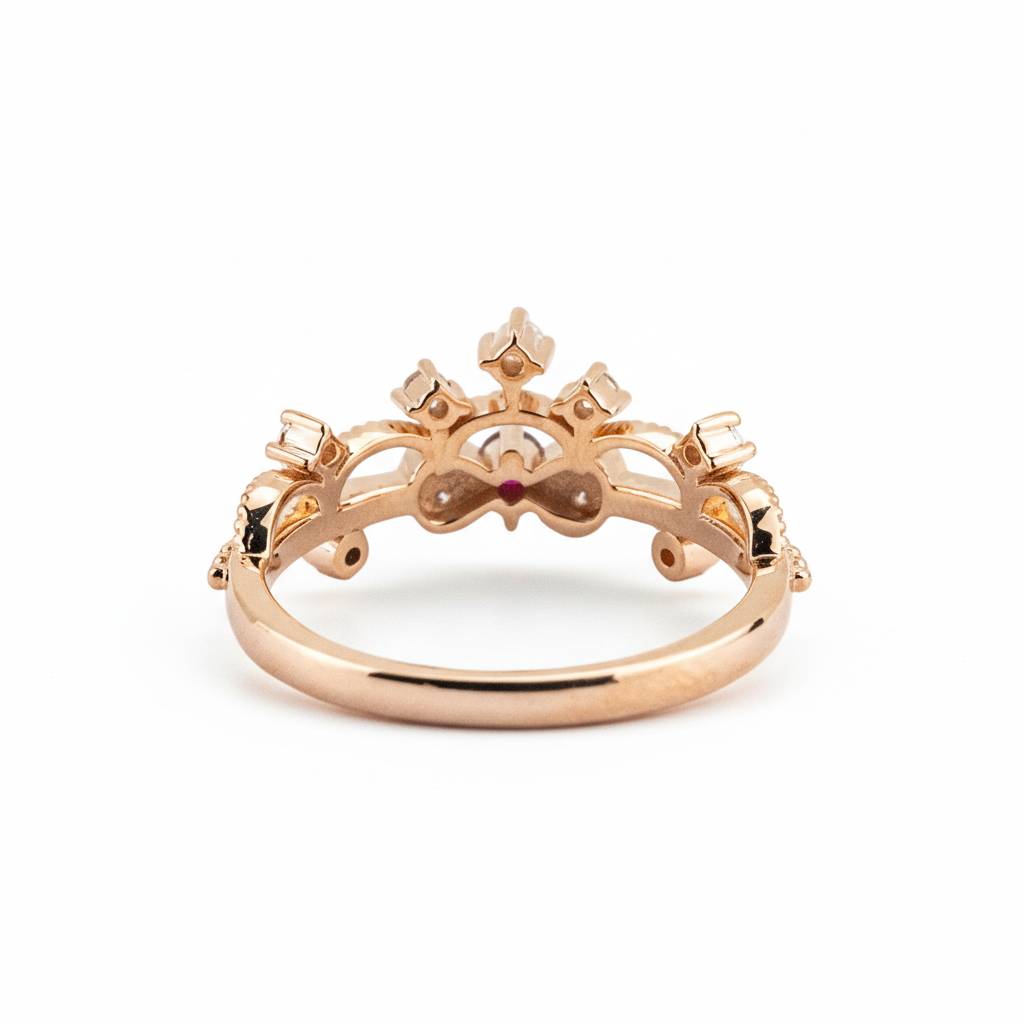 Product view of Garnet Wedding Band in Rose Gold