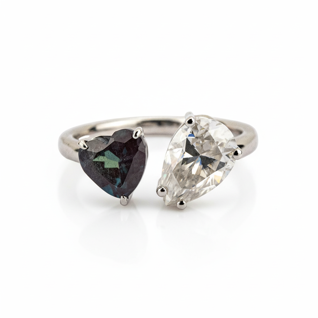 Lifestyle view of Pear Alexandrite Ring in Gold