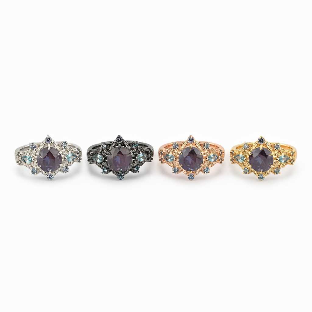 Product view of Round Alexandrite Ring in Rose Gold