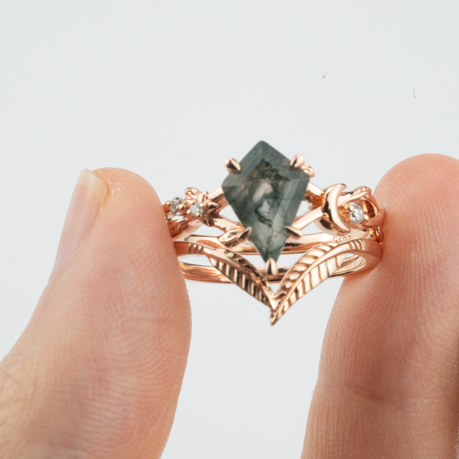 Leaf Wedding Ring For Her Floral Ring Matching Ring For Couple Agate Ring Enagegement