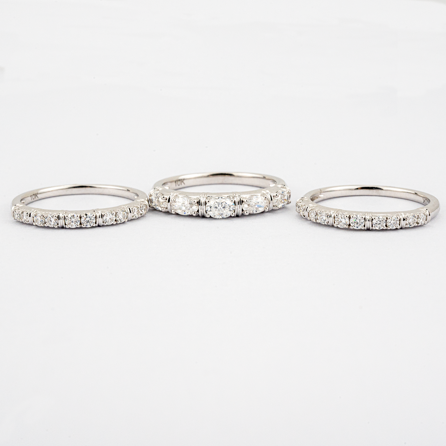 Luxury Moissanite White Gold Three-piece Engagement Wedding Gift Set Diamond Ring Set