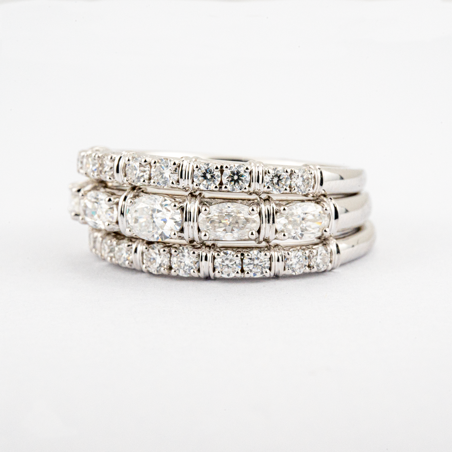 Luxury Moissanite White Gold Three-piece Engagement Wedding Gift Set Diamond Ring Set