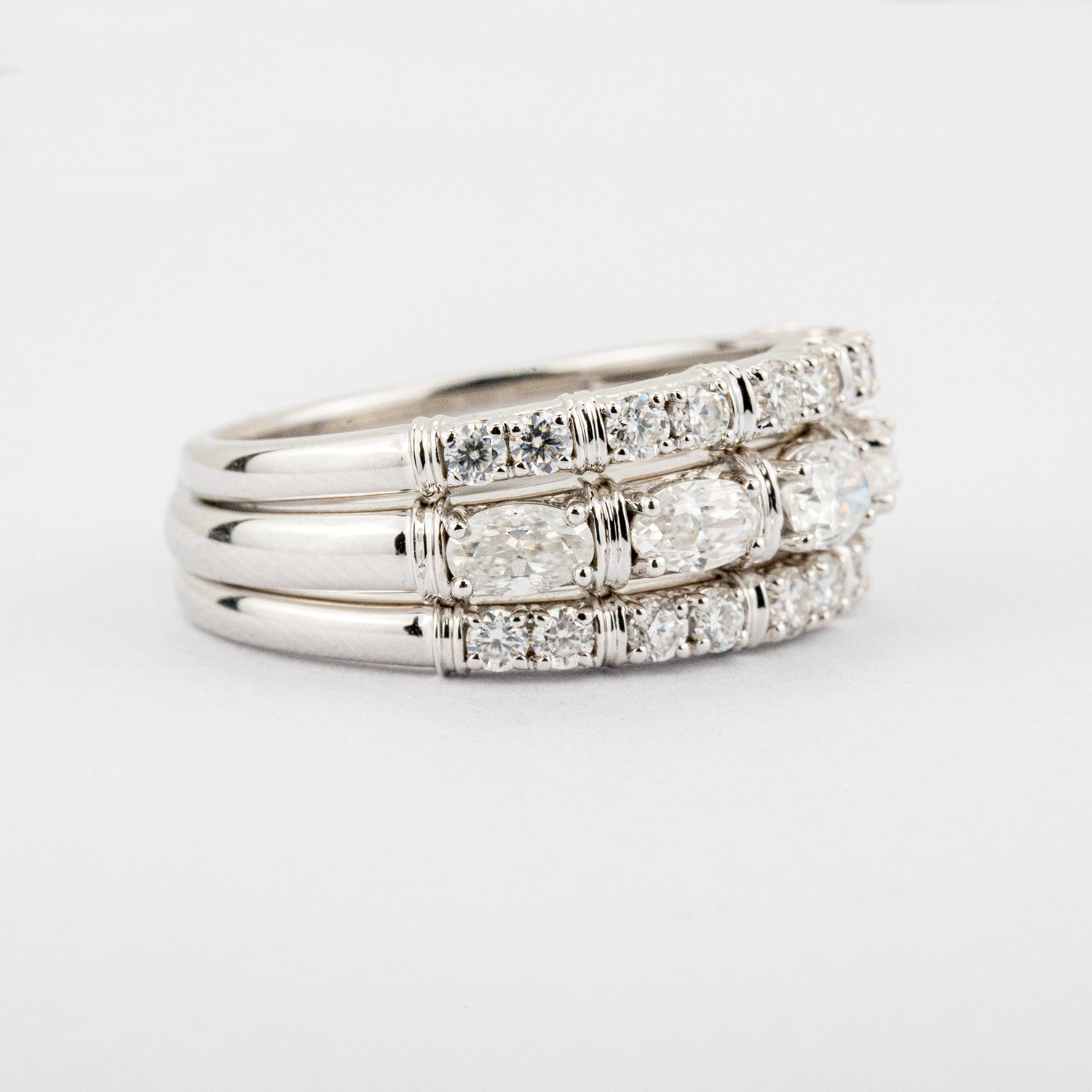 Luxury Moissanite White Gold Three-piece Engagement Wedding Gift Set Diamond Ring Set