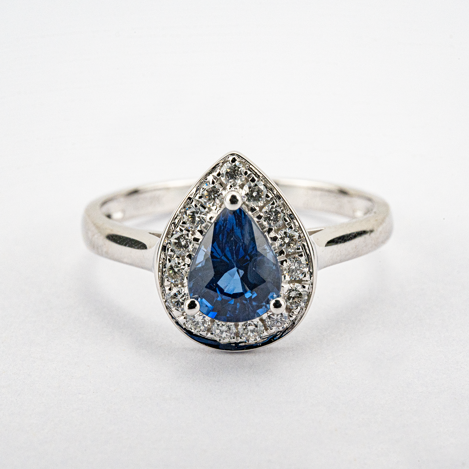 Luxury Teardrop Sapphire Diamond Ring Engagement White Gold Ring