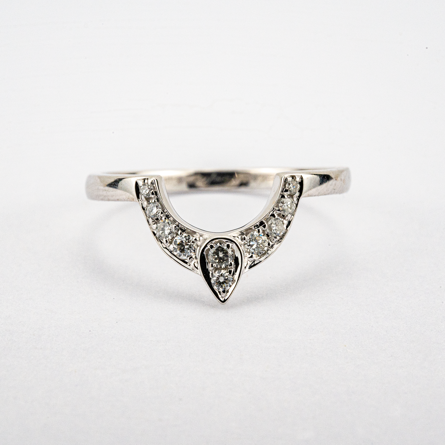 Luxury Teardrop Sapphire Diamond Ring Engagement White Gold Ring Set