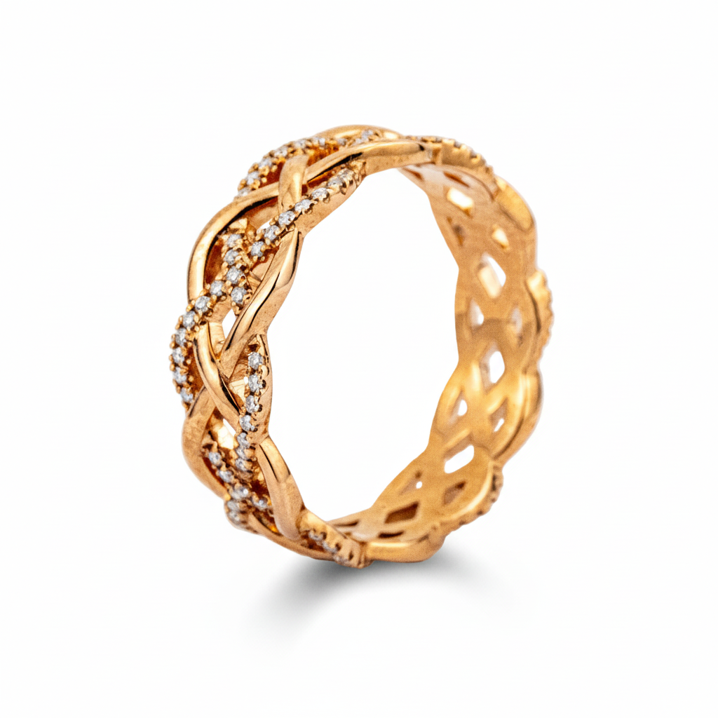 Product view of Moissanite Wedding Band in Rose Gold