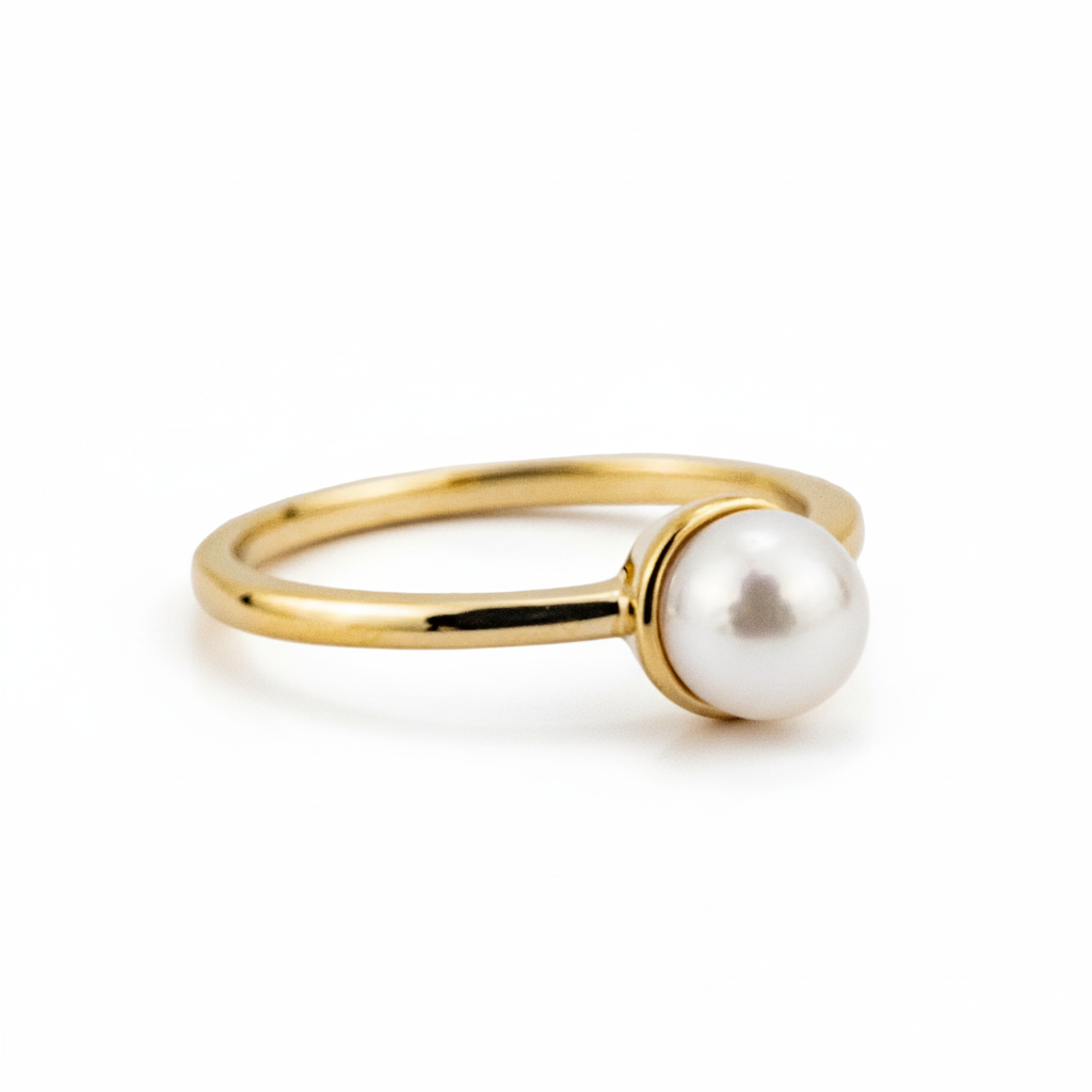 Product view of Pear Pearl Engagement Ring in Gold