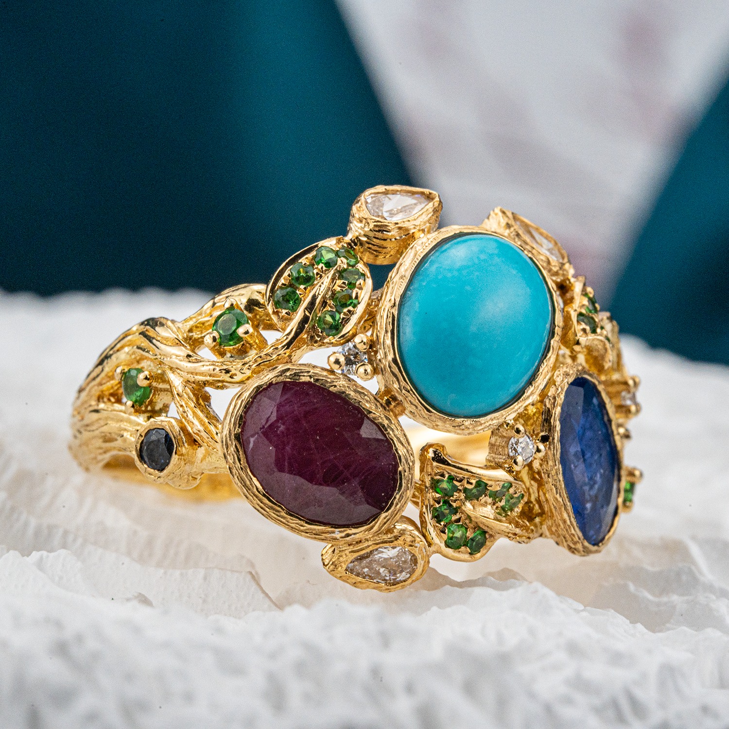 Nebulae - Luxurious Gems Ring Art Deco Ring Vintage Unusual Wedding Ring
