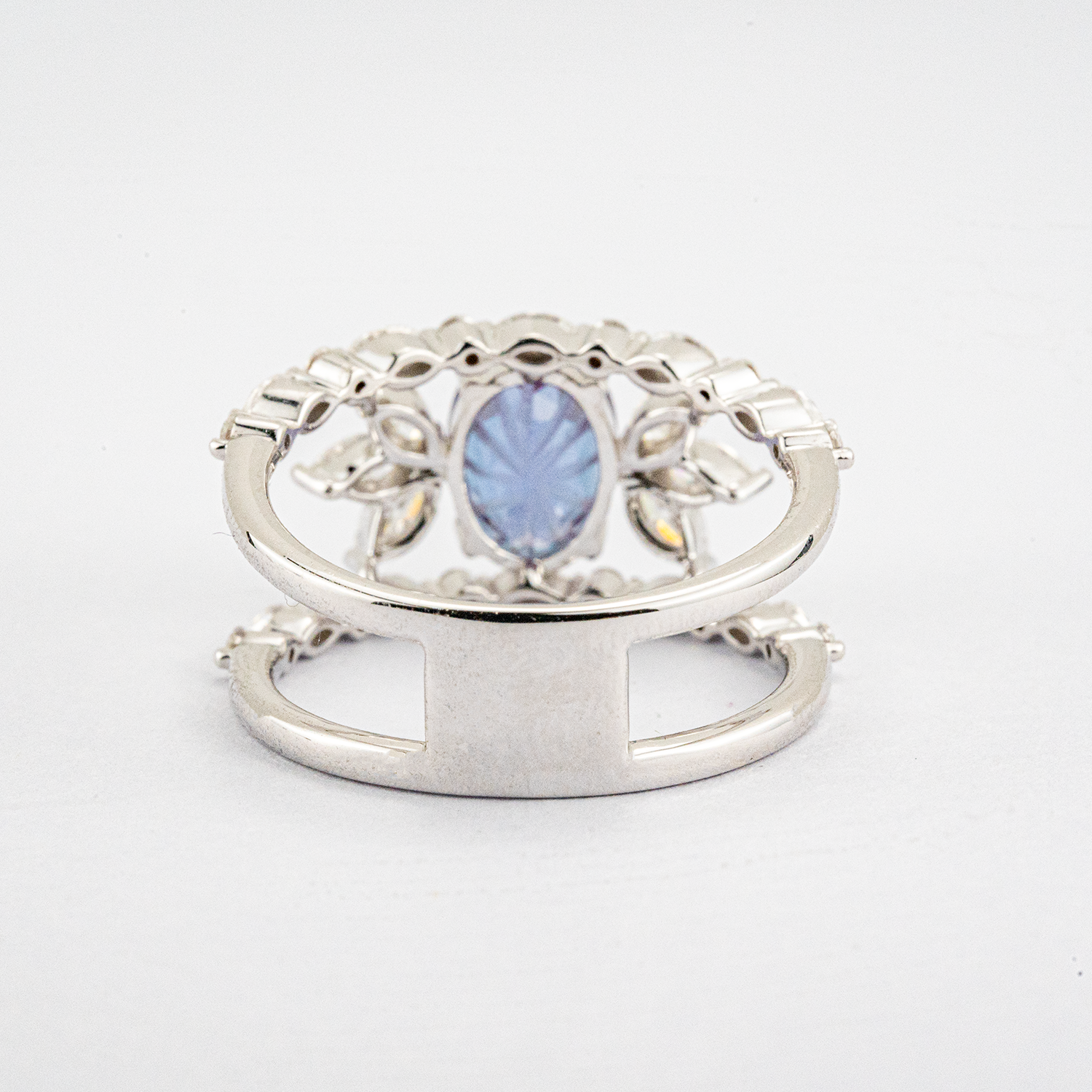 Oval Alexandrite White Gold Statement Ring Special Engagement Ring