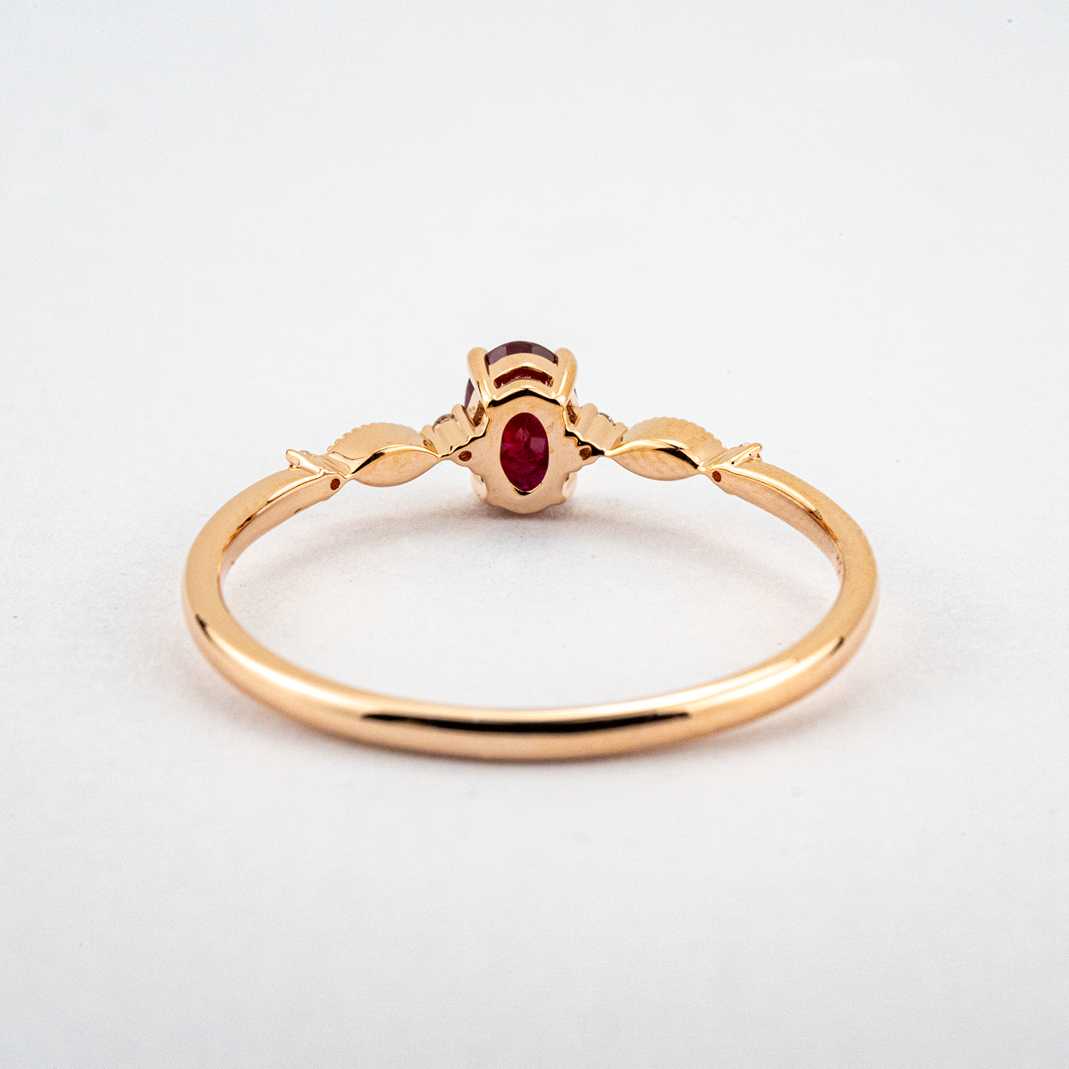 Oval Garnet with Diamond Rose Gold Simple Ring Engagement Ring Wedding Ring