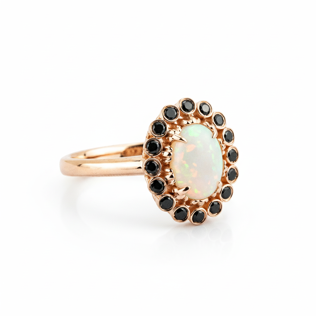 Product view of Oval Opal Engagement Ring in Rose Gold