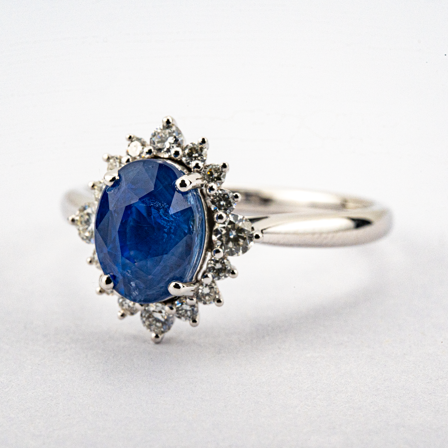 Oval Sapphire White Gold Ring With Diamond Engagement Ring Wedding Diamond Ring