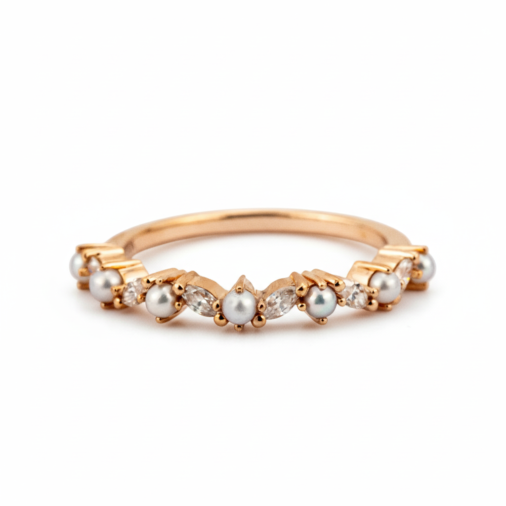 Pearl and Moissanite Fashion Jewelry Stackable Rings Match Ring Gift For Her