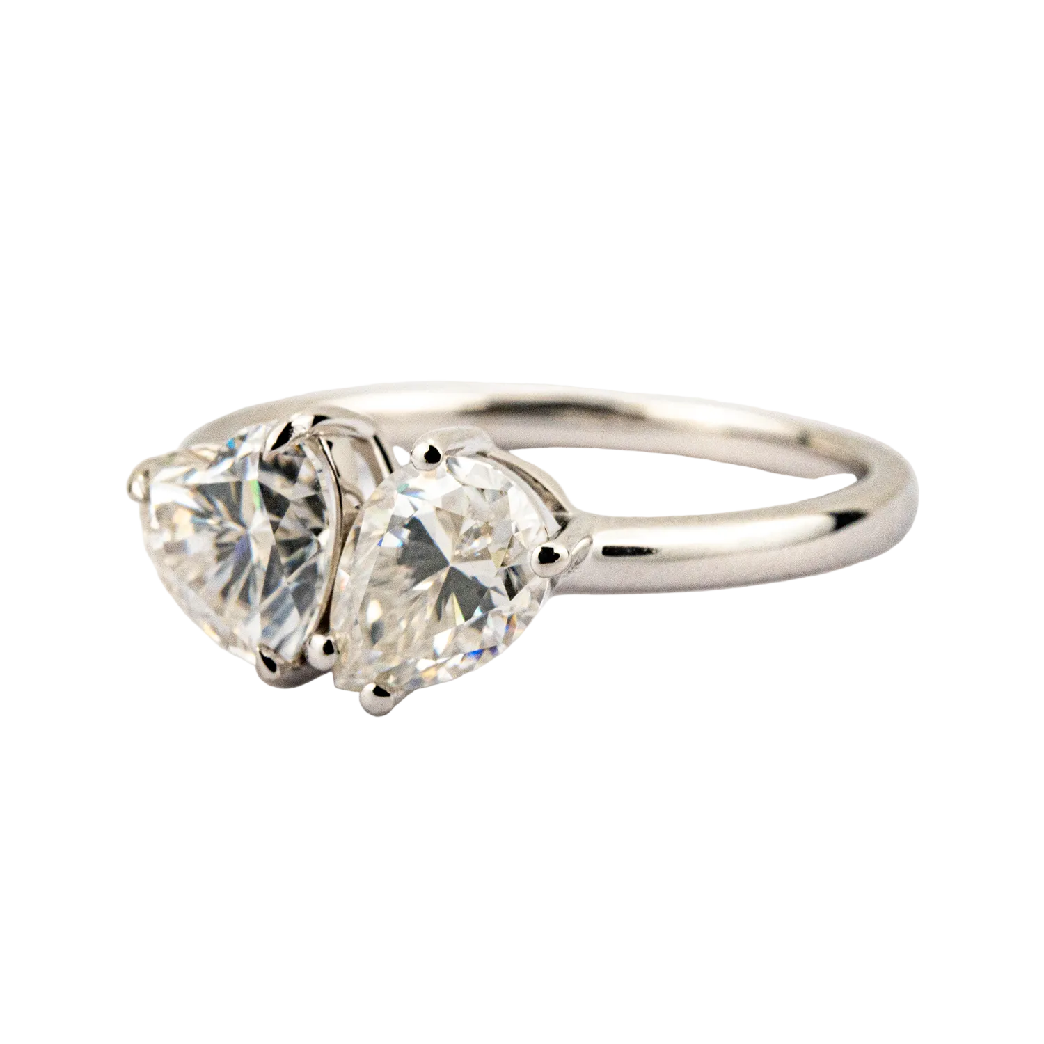 Popular Two-Stone Moissanite/Diamond Engagement Rings