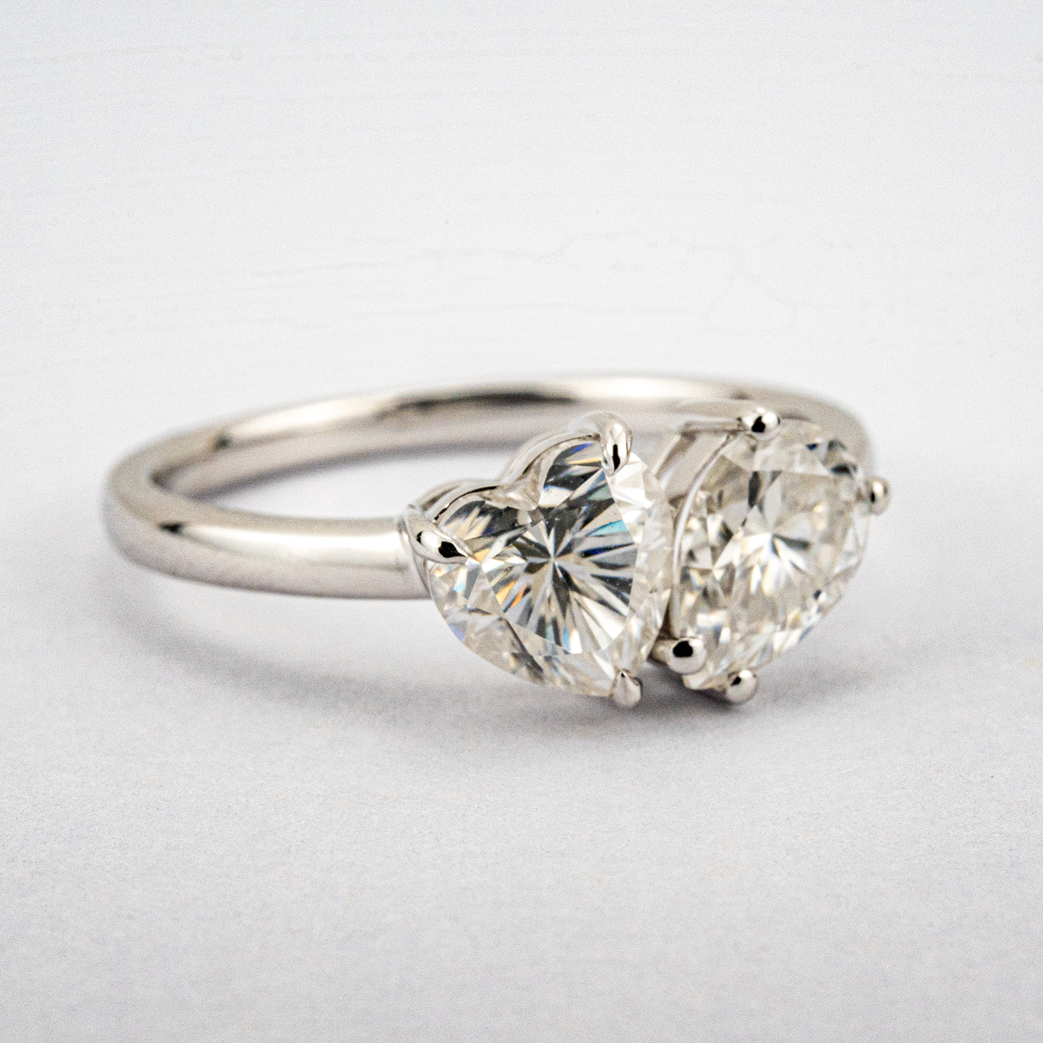 Popular Two-Stone Moissanite/Diamond Engagement Rings