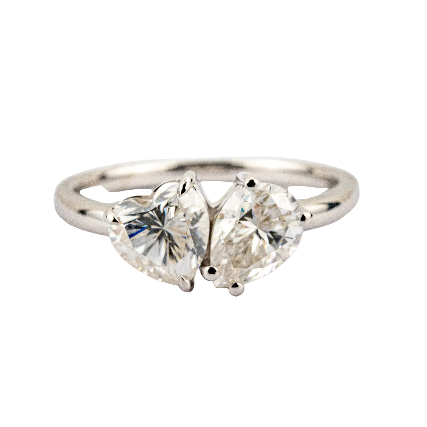 Popular Two-Stone Moissanite/Diamond Engagement Rings