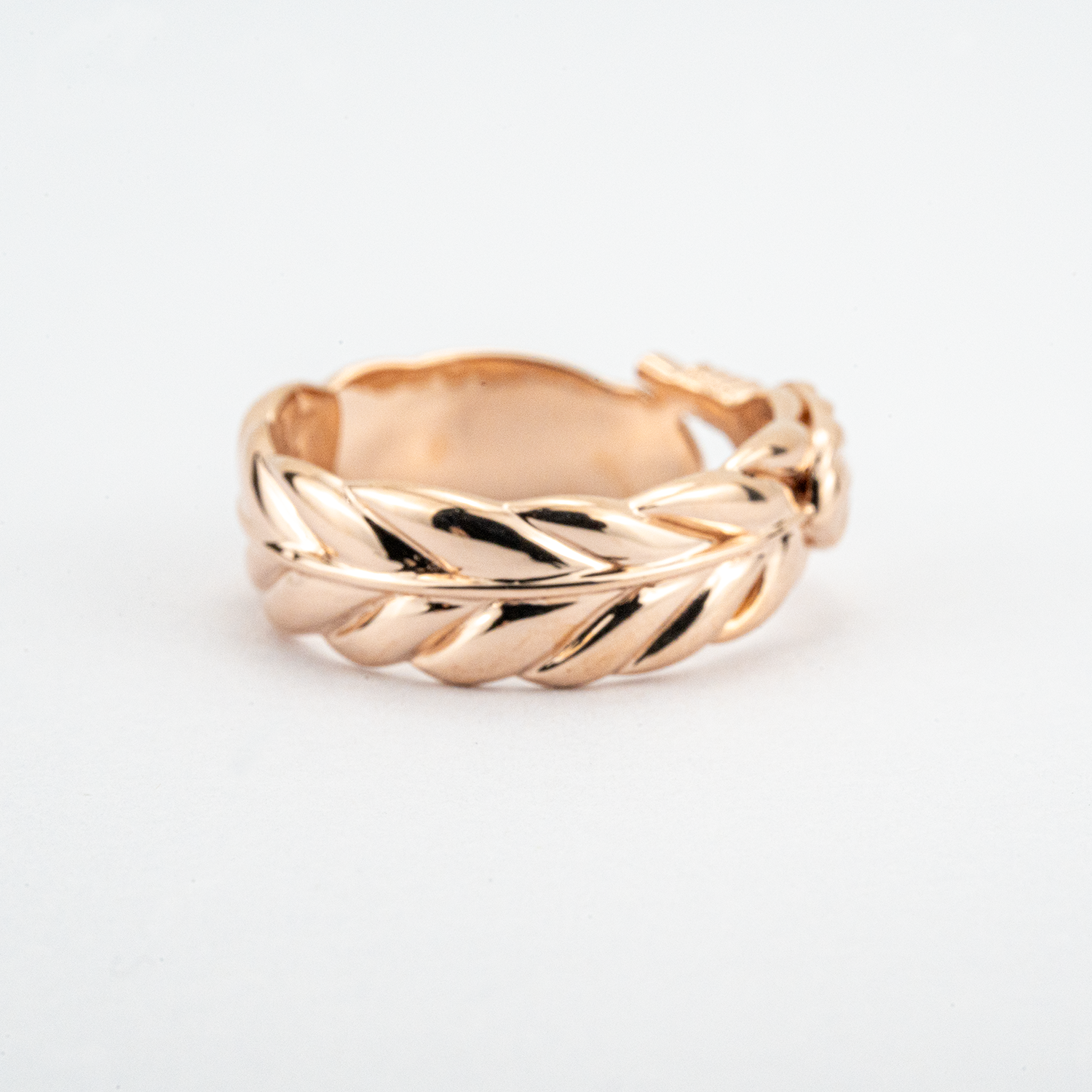 Rose Gold Leaf Pattern Ring Unique Nature Inspired Design Floarl Engagement Ring