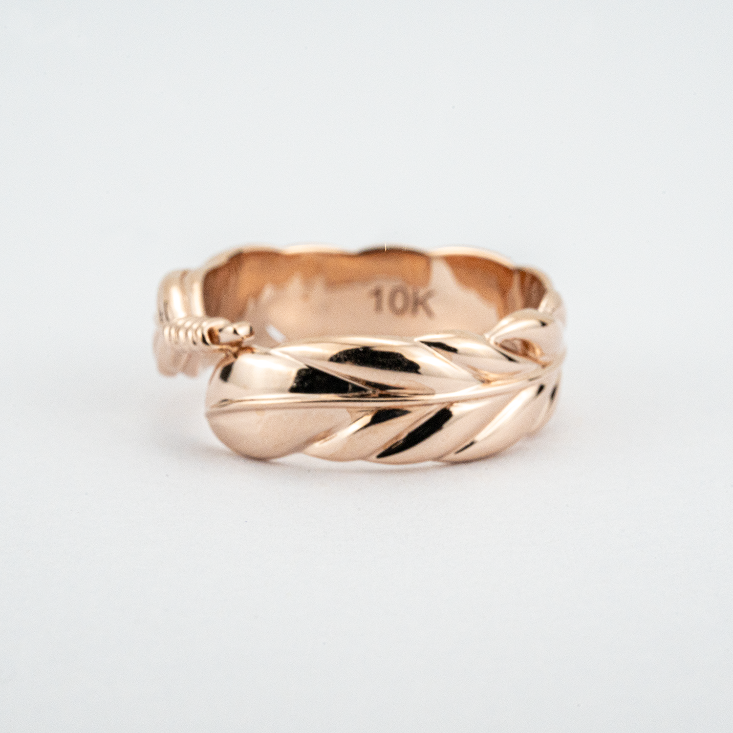Rose Gold Leaf Pattern Ring Unique Nature Inspired Design Floarl Engagement Ring