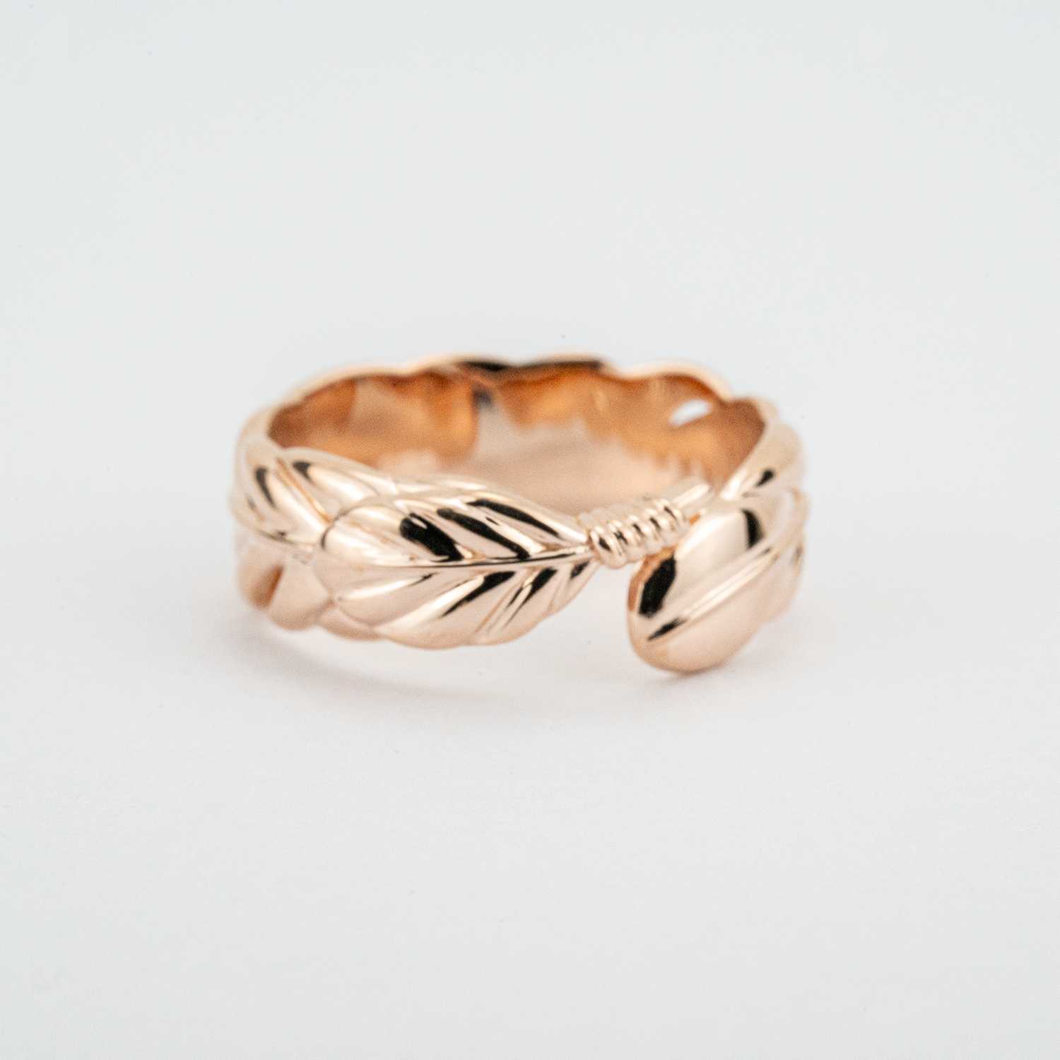 Rose Gold Leaf Pattern Ring Unique Nature Inspired Design Floarl Engagement Ring